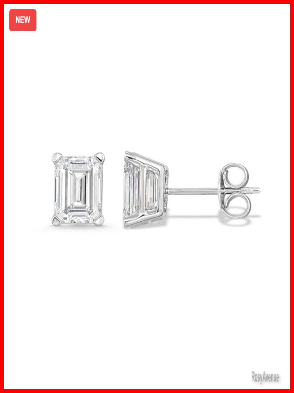 14K White Gold Lab Grown Diamond Stud Earrings 1.00 cttw Emerald Cut